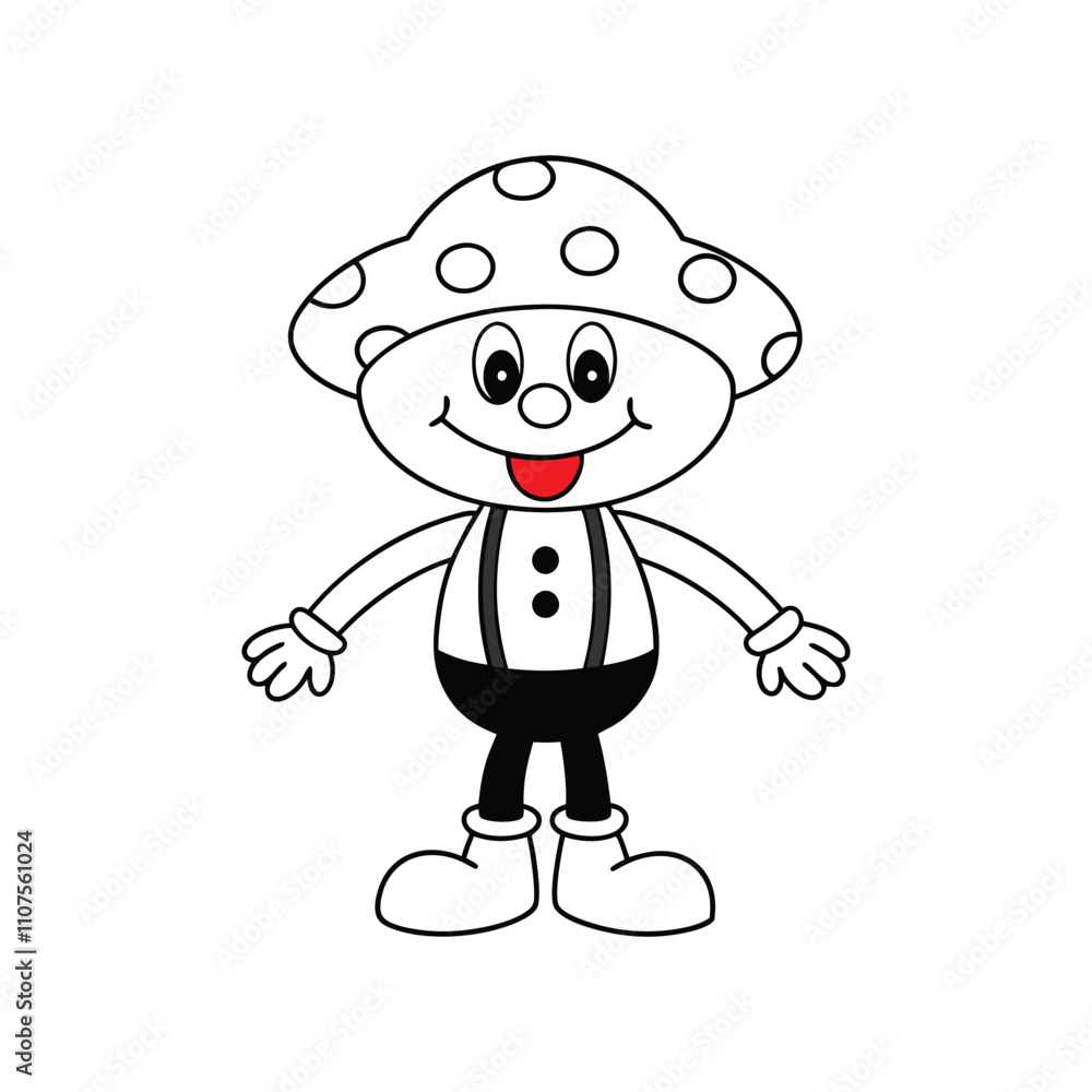 Obraz premium Cute cartoon with mushroom hat clipart illustration