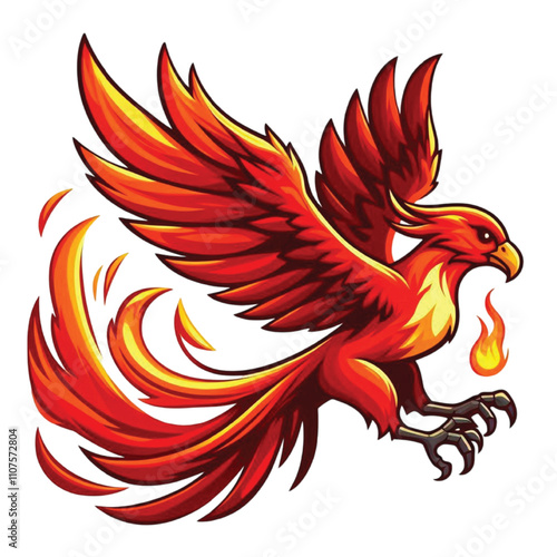 A phoenis firebird fly cartoon art vector