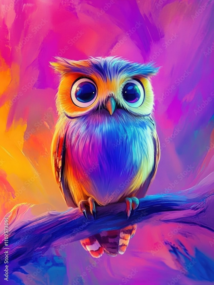 Fototapeta premium Owl perched on tree branch