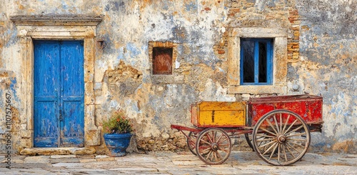 A lively folkloristic display featured a Sicilian cart, its bold and colorful decorations drawing attention. photo