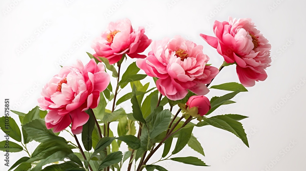 Fototapeta premium Chinese new year reunion blessings with pink peonies home decor indoor environment vibrant perspective