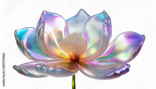 Iridescent flower on isolated white background