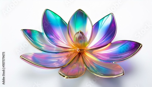 Iridescent flower on isolated white background