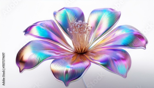 Iridescent flower on isolated white background