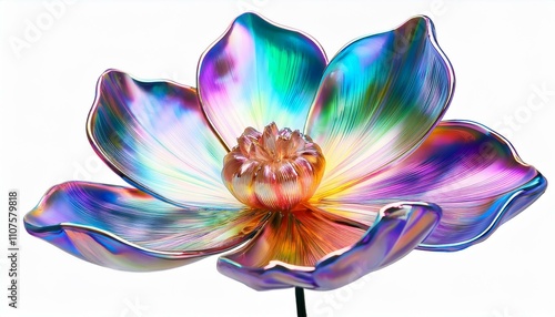 Iridescent flower on isolated white background