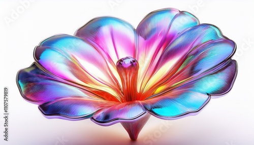 Iridescent flower on isolated white background
