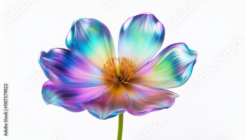Iridescent flower on isolated white background