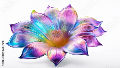 Iridescent flower on isolated white background