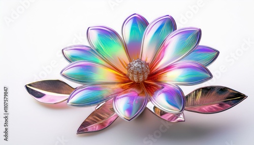 Iridescent flower on isolated white background