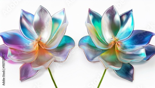 Iridescent flower on isolated white background