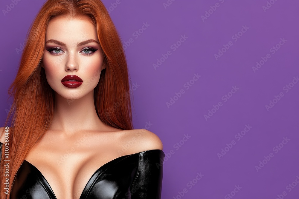 Fototapeta premium A luxurious fashion banner with a realistic model showcasing designer attire against a soft studio background