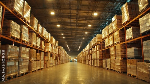 Wallpaper Mural Inside a modern warehouse, pallets are stacked efficiently, clean and orderly Torontodigital.ca