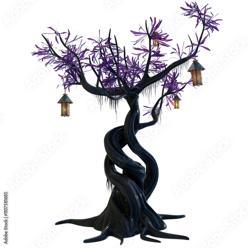 3D rendered dark fantasy plants isolated on transparent background  photo