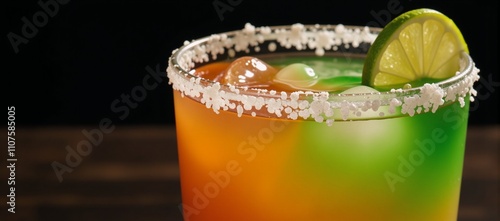 A fiery spiced-up margarita on ice with a salted rim Super Realistic photo