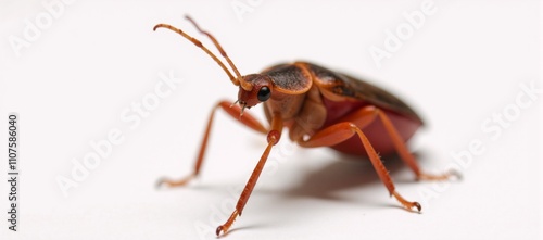 A photographic depiction of a kissing bug with an emphasis on intricate details of its body structure photo