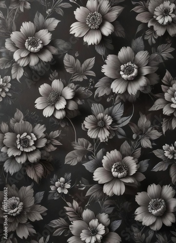 Classy charcoal floral wallpaper design with a touch of vintage charm, design, home decor