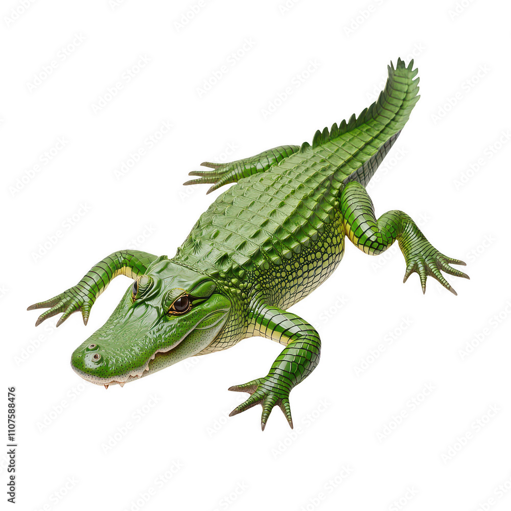 Fototapeta premium Green crocodile illustration. isolated on white background.