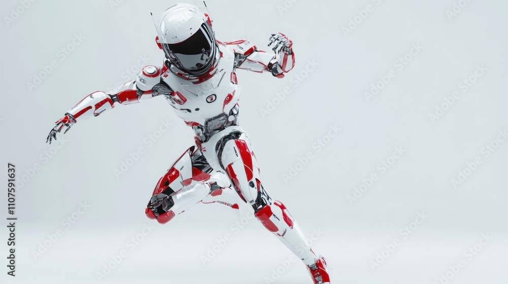 A futuristic humanoid robot in a dynamic pose, showcasing advanced technology and design. A futuristic humanoid robot in a dynamic pose, showcasing advanced technology and design.