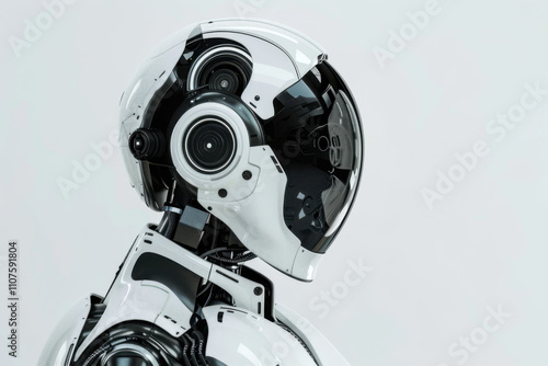 Wallpaper Mural Close-up of a futuristic robot head, showcasing advanced artificial intelligence, technology, and innovation in robotics. Torontodigital.ca
