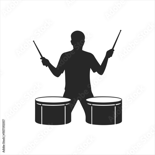 Drummer Harpist Singer Concert,  Man Drum Icon vector illustration logo design