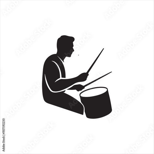 Drummer Harpist Singer Concert,  Man Drum Icon vector illustration logo design