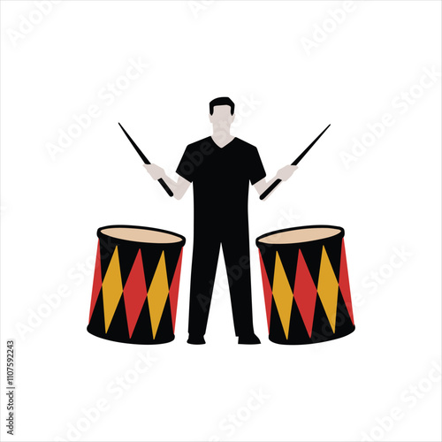 Drummer Harpist Singer Concert,  Man Drum Icon vector illustration logo design