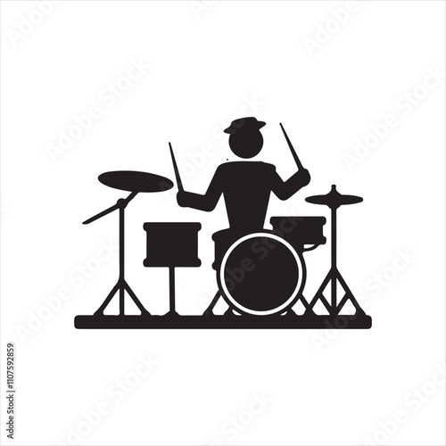 Drummer Harpist Singer Concert,  Man Drum Icon vector illustration logo design