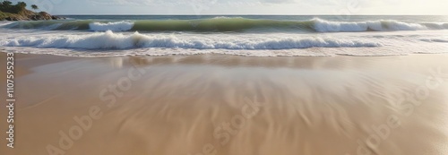 Calming view of soft wave washing ashore on sandy beach, holiday, summer vacation