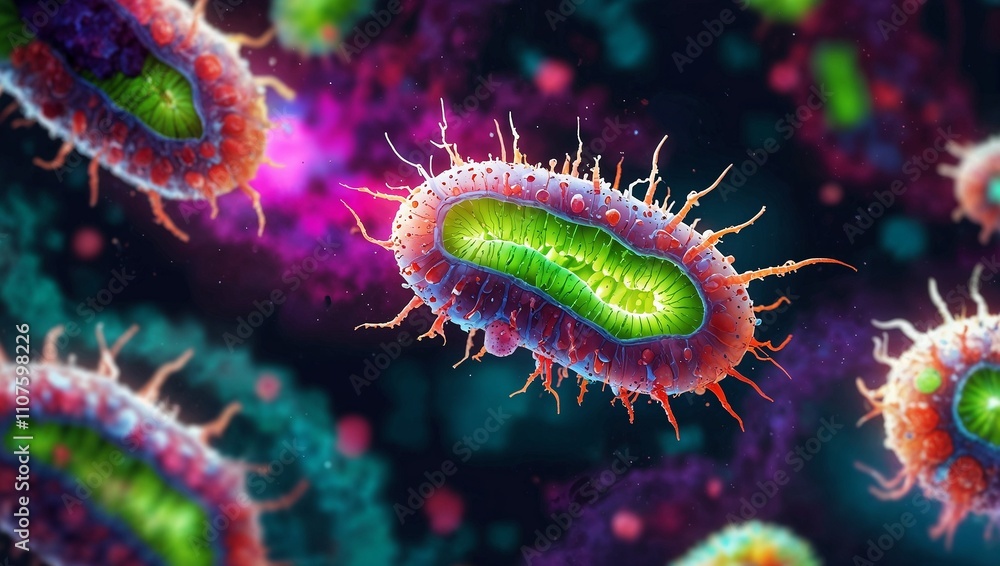 Fototapeta premium microbes under a powerful microscope 