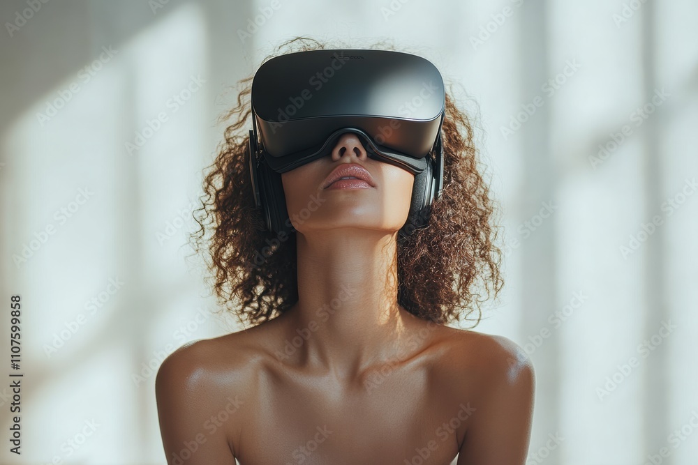 Naklejka premium VR applications in mindfulness promoting immersive meditation techniques, isolated for focus.