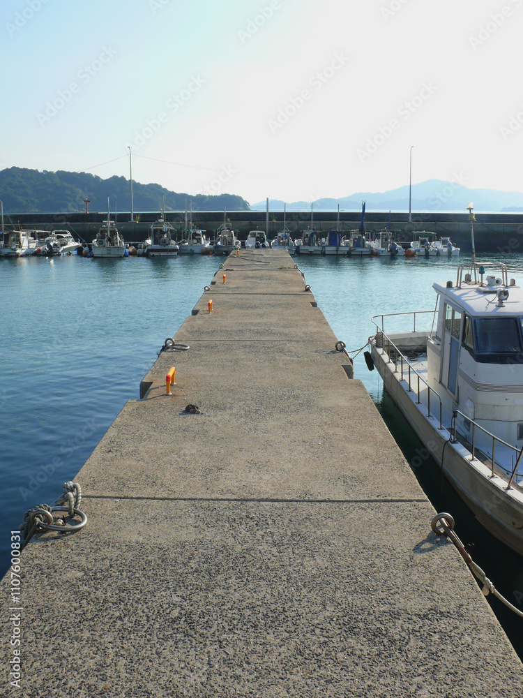 Obraz premium 瀬戸内海沿岸の港の風景。 瀬戸大橋周辺の風景。