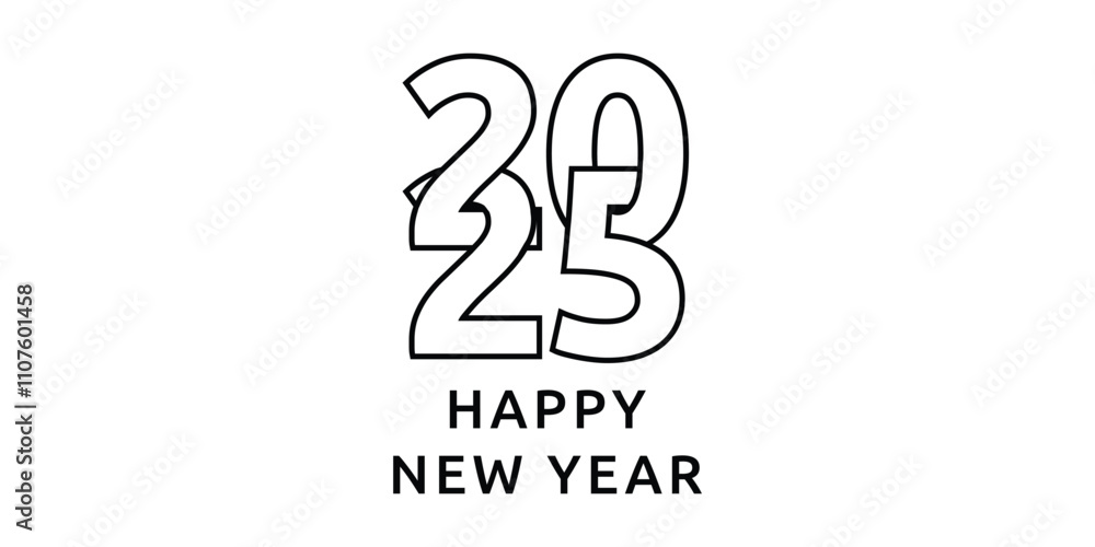 Fototapeta premium 2025 Happy New Year text design on white background
