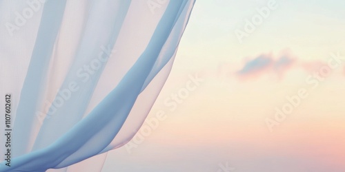 white curtain Sunrise pastel sky Slow-motion v
