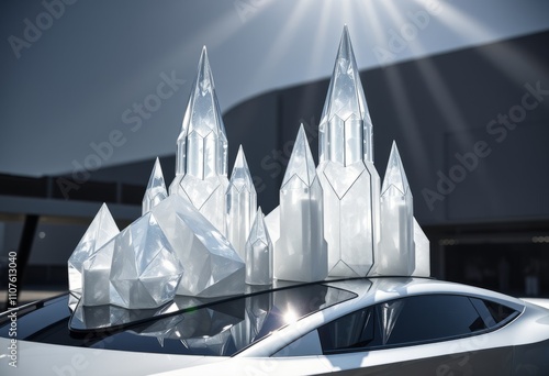 Crystal Cathedrals Faceted crystalline forms reminiscent of sacr photo