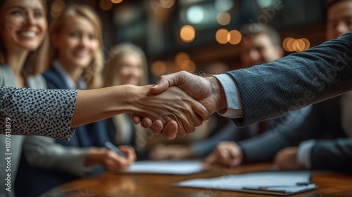 Wallpaper Mural A handshake signifies a business agreement among professionals in a meeting setting. Torontodigital.ca