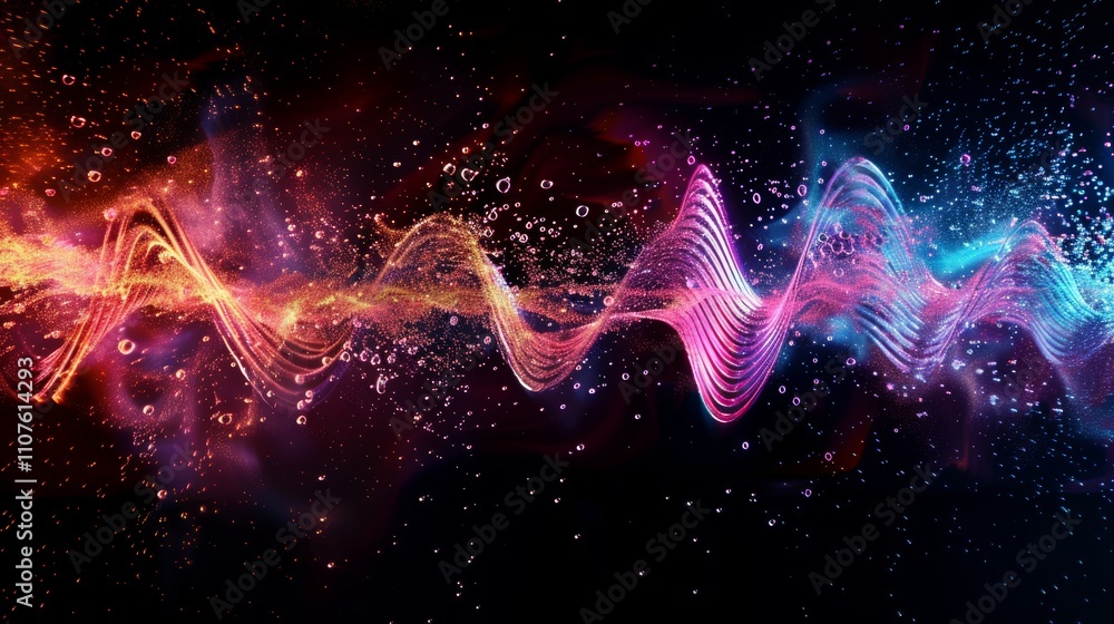 Obraz premium Sensory Symphony Vibrant Liquid Sound Waves for Music Visualization and Audio Equipment Marketing