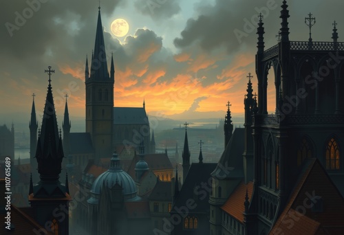 Gothic Revival Prague A haunting gothic revival inspired paintin photo