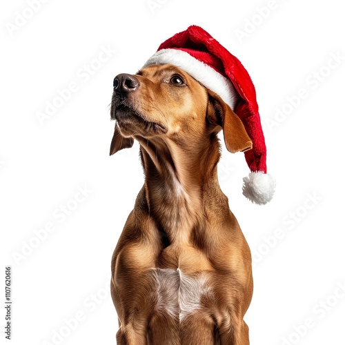 PNG a dog wearing santa hat