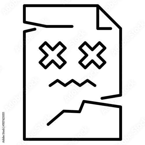 Cyber Crime Icons Pack,Corrupted File Line Icon