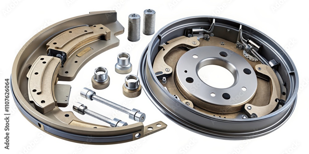 Exploded Brake System An exploded view of a drum brake system, showcasing its intricate ...
