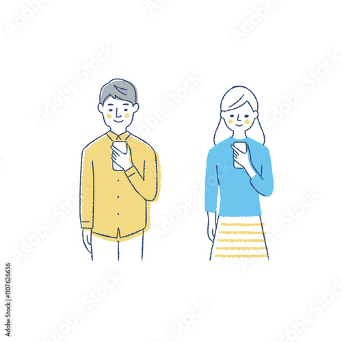 スマートフォンの画面を見ている若い男女