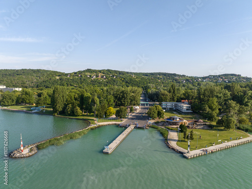 Wallpaper Mural Aerial view of the harbor in Tihany, Balaton. Hungary Torontodigital.ca