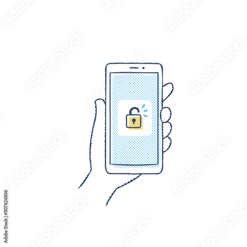 セキュリティ対策・スマートフォンのロック解除のイメージ