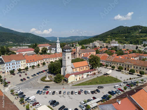 Aerial view of the city of Roznava in Slovakia