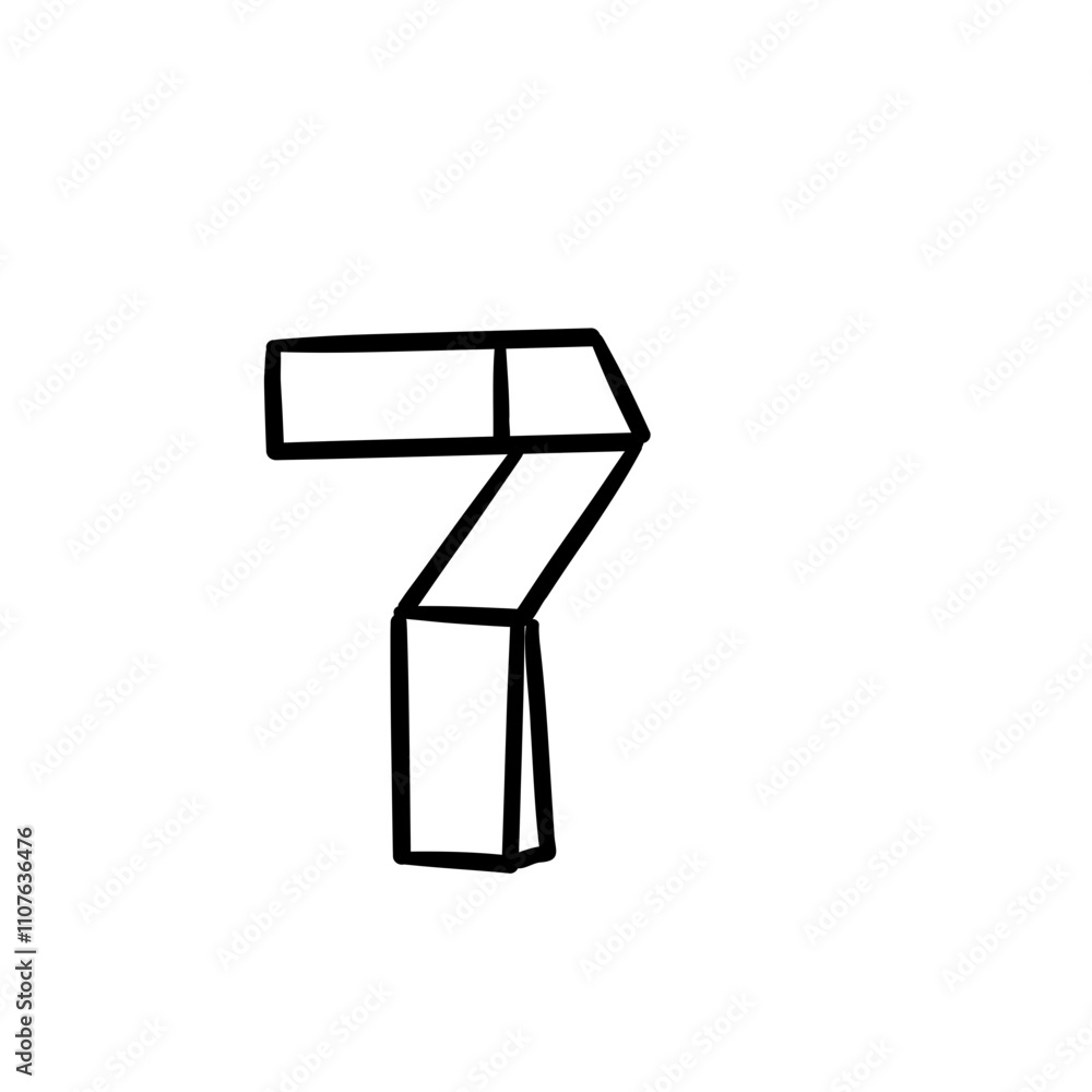 origami style number 7 in simple line style on transparency background origami style number 7 in simple line style on transparency background