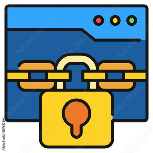 Cyber Crime Icons Pack,Ransomware Filled Line Icon