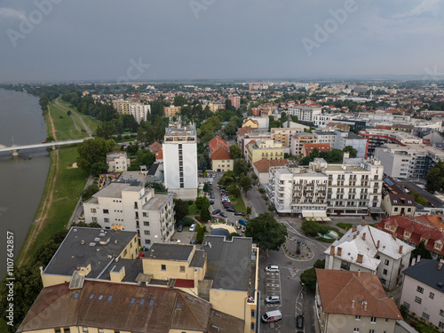 Obraz na płótnie Aerial view of the city of Piestany in Slovakia w salonie