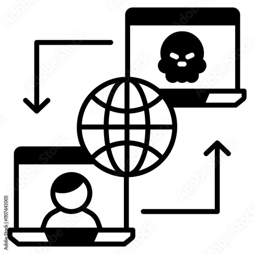 Cyber Crime Icons Pack,Remote Access Black Fill Icon