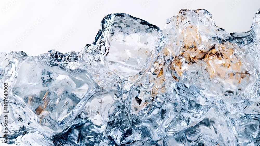 Obraz premium Ice cubes and splashes isolated on a white background