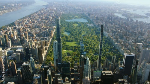 
Amazing view of New York City skyline. High Quality NYC Aerial view, Manhattan skyline with its Famous Skyscrapers and Impressive Central Parks. United States.